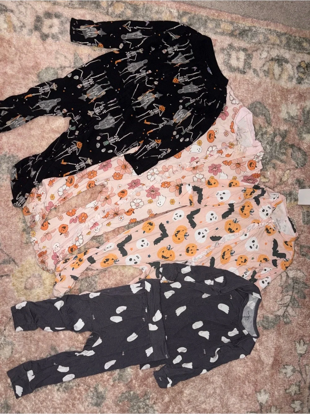 Halloween Themed Baby Footed Pajama Bundle - Pumpkins, Ghosts & Skeletons